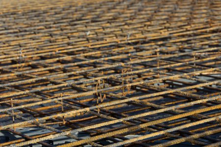 Photo for Steel reinforcement / reinforcement mesh of a floor slab - Royalty Free Image