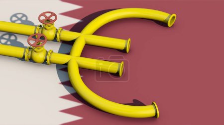 Photo for Fracking gas from Qatar, pipeline as Euro symbol - Royalty Free Image
