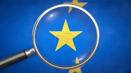 Téléchargez les photos : Agrandissement du verre étoile sur le drapeau de l'UE - transparence dans l'UE - en image libre de droit
