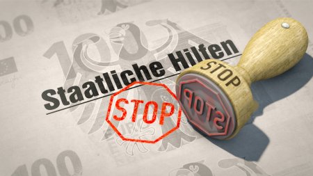 Téléchargez les photos : Arrêt des aides d'État - mots allemands "Staatliche Hilfen" (aide d'État)) - en image libre de droit
