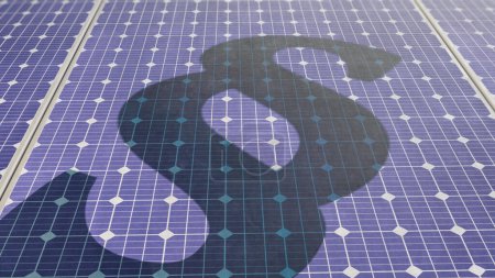 Foto de Sombra de los símbolos de párrafo en el panel solar - obligación solar en Alemania - Imagen libre de derechos