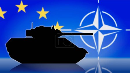 Imagen simbólica de la OTAN, caso de alianza, tanques, fuerzas armadas, armamento, etc. en la UE