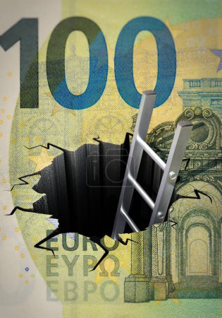 Photo for Getting out of debt (Euro banknote, portrait format) - Royalty Free Image