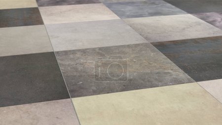 Various laid square floor tiles