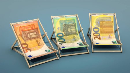 Chaises longues en billets de 50, 100 et 200 euros