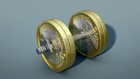 Dumbbell made from euro coins