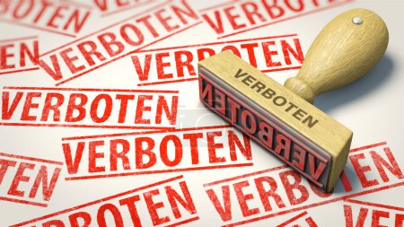 A stamp with the German word "Verboten" (forbidden)