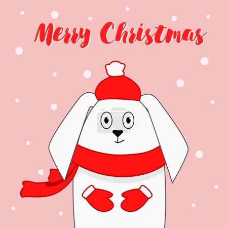 Téléchargez les photos : Merry christmas greeting card cute rabbit - en image libre de droit