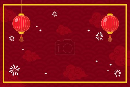 Ilustración de Tarjeta postal vectorial para feliz año nuevo chino chino tradicional fondo chino - Imagen libre de derechos