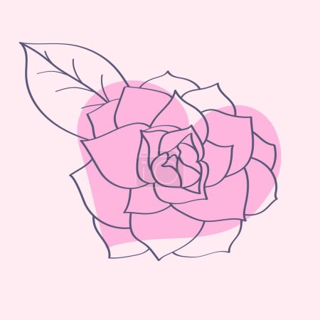 Téléchargez les photos : Fleur vectorielle dessinée à la main avec feuille. contour des fleurs. forme de coeur - en image libre de droit
