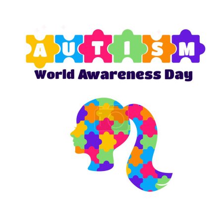 Vector illustration on the theme of World Autism awareness day observed each year on April 2nd. head profile in puzzles