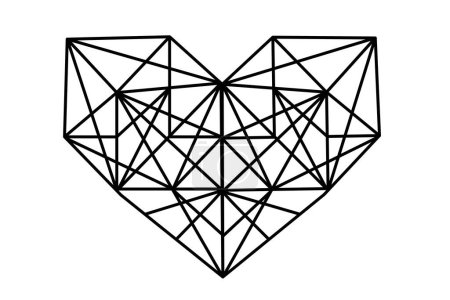 Téléchargez les photos : Icône Polygone coeur. contour du cœur avec des triangles. Icône de ligne abstraite low poly - en image libre de droit