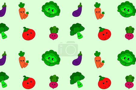 Vegetarian, vegetable seamless pattern. Flat cartoon background.