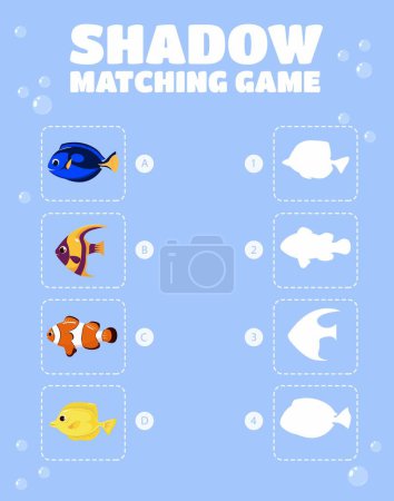 Shadow matching game. Worksheet design for matching shadow