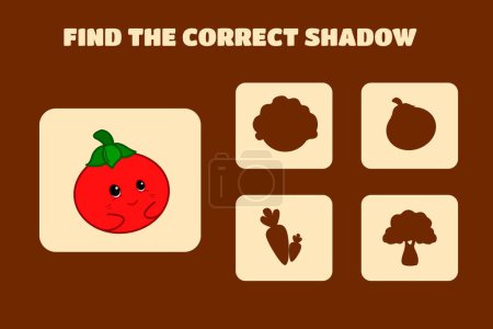 Téléchargez les photos : Trouver l'ombre correcte Jeu éducatif pour enfants légumes - en image libre de droit