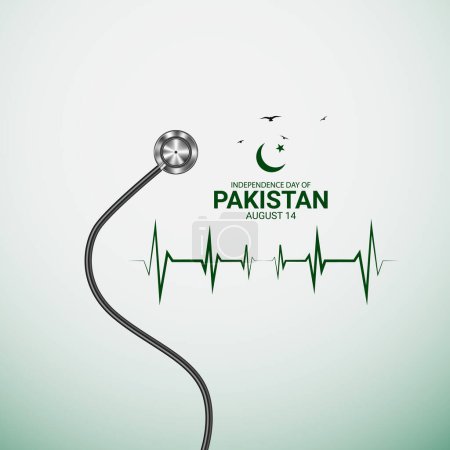 Ilustración de Pakistán Día de la Independencia, diseño creativo para banner, cartel vector de arte - Imagen libre de derechos