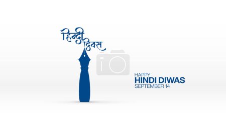 Illustration for Vector illustration for Hindi Diwas or Hindi day poster design. Text write in Hindi language - Royalty Free Image