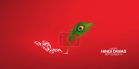 Vector illustration for Hindi Diwas or Hindi day poster design. Text write in Hindi language