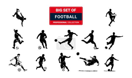 Téléchargez les illustrations : Un ensemble de vecteurs de football, et les joueurs de football - en licence libre de droit
