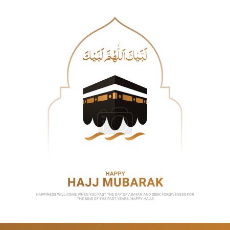 Hajj Mabrour diseño de plantilla de banner islámico con ilustración Kaaba. Ilustraciones 3D.