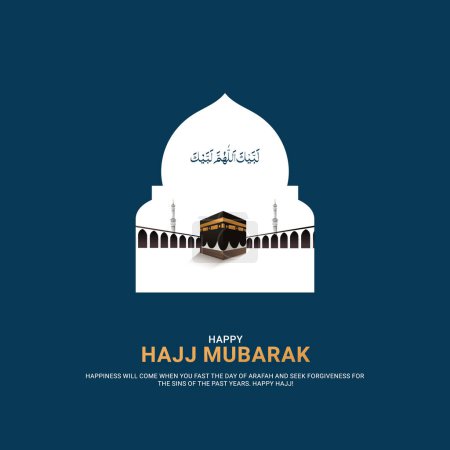 Illustration for Hajj Mabrour Islamic banner template design with Kaaba illustration. 3D illustrations. - Royalty Free Image