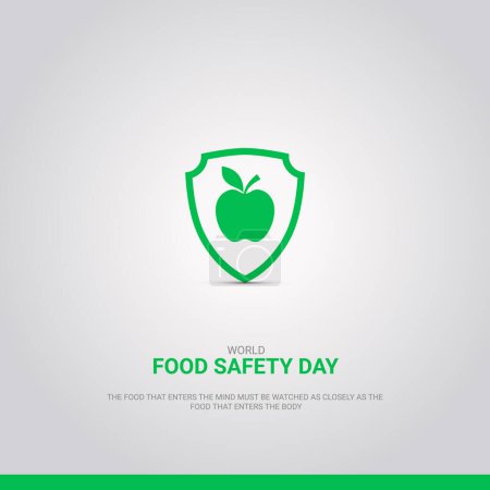Día Mundial de la Seguridad Alimentaria. Concepto de mapa del mundo de Apple. Ilustración 3D.