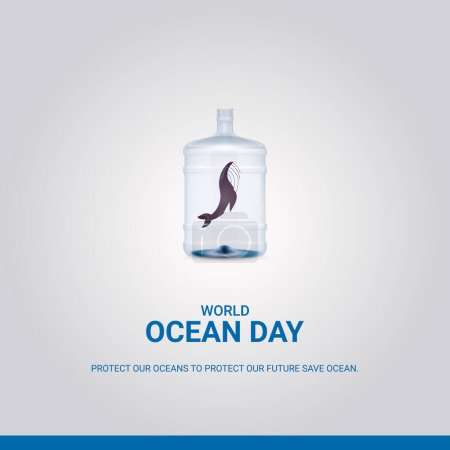 Foto de Día Mundial del Océano, ilustraciones 3D. diseño para redes sociales. anuncios creativos - Imagen libre de derechos