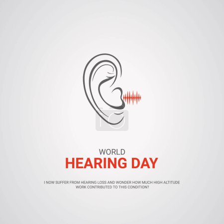 Journée mondiale de l'audition, audition avec conception d'ondes sonores pour bannière, affiche, illustration vectorielle