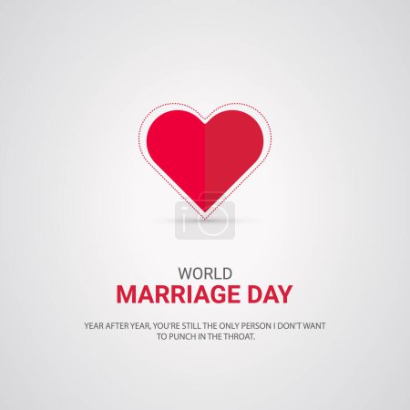 Journée mondiale du mariage, coeur d'or avec typographie idée de conception pour bannière, affiche, illustration vectorielle.