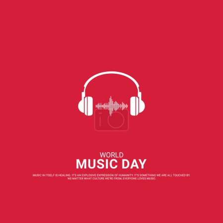 Día Mundial de la Música con ilustración de instrumentos musicales. Diferentes iconos de silueta de instrumentos musicales.