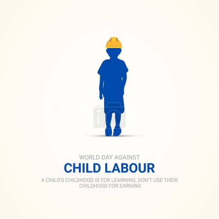 Téléchargez les illustrations : Journée mondiale contre le travail des enfants. annonces créatives pour social. Illustrations 3D. - en licence libre de droit