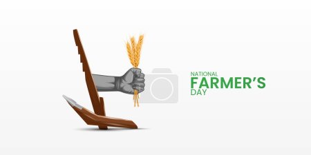 Illustration for Happy Farmers Day. Indian Farmer working in agriculture field - Royalty Free Image