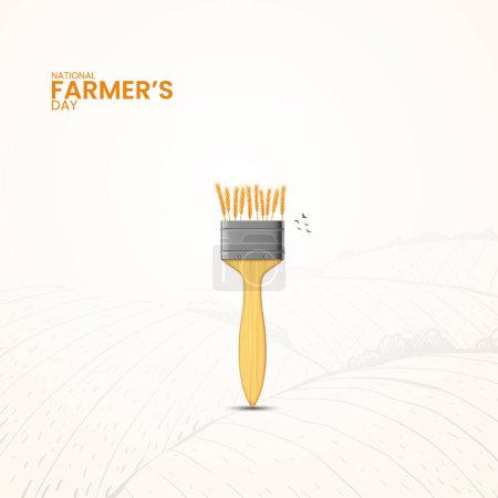 Illustration for Happy Farmers Day. Indian Farmer working in agriculture field - Royalty Free Image