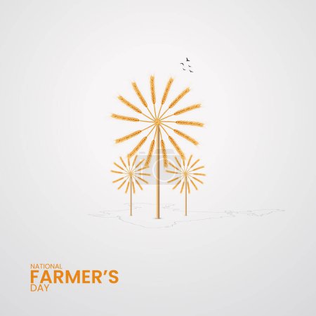 Téléchargez les illustrations : Joyeuse journée des fermiers. Agriculteur indien travaillant dans le domaine de l'agriculture - en licence libre de droit