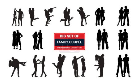 Téléchargez les photos : Vecteur silhouette couple homme et femme en amour noir sur fond blanc
. - en image libre de droit
