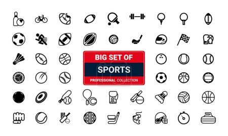 Illustration for Sports Equipment Icon Set Vector isolated on white background vector illustration - Royalty Free Image