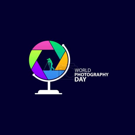 Téléchargez les illustrations : Journée mondiale de la photographie illustration vectorielle. Un bon modèle pour la conception de la photographie. - en licence libre de droit