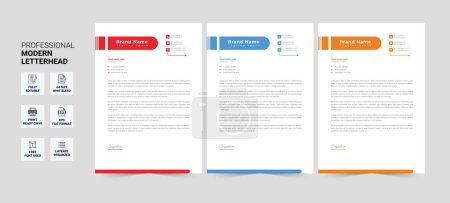 Illustration for Corporate modern letterhead design template with yellow, blue, green and red color. creative modern letter head design template for your project. letterhead, letter head, Business letterhead design. - Royalty Free Image