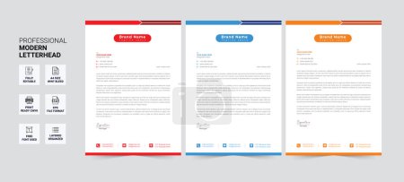 Illustration for Corporate modern letterhead design template with yellow, blue, green and red color. creative modern letter head design template for your project. letterhead, letter head, Business letterhead design. - Royalty Free Image