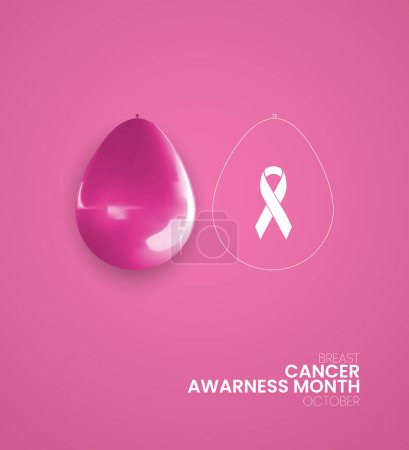 Illustration for National Cancer Awareness Month. Breast Cancer Day. 3D Illustration - Royalty Free Image