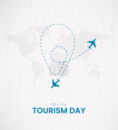 Téléchargez les photos : Journée mondiale du tourisme. World Travel Concept créatif. Voyage messages sur les médias sociaux. - en image libre de droit