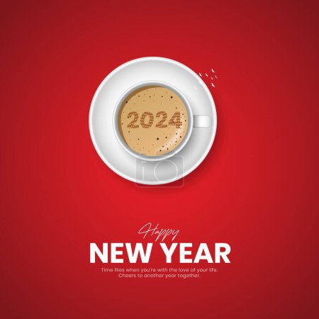 Téléchargez les photos : Bonne année 2024. Nouvelle année design créatif pour les annonces sur les médias sociaux. 2024 Nouvel An - en image libre de droit