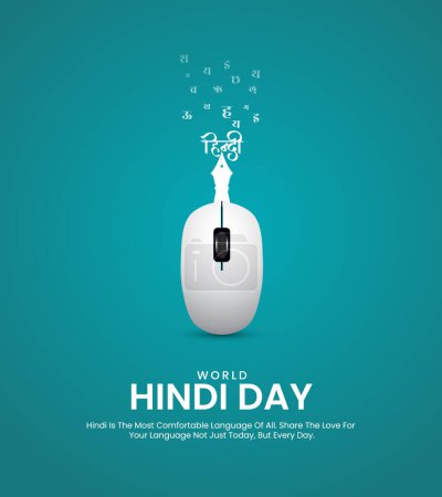 Illustration for Indian Hindi Diwas. Creative Hindi Diwas social media ads. - Royalty Free Image