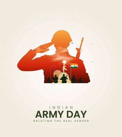 Día del Ejército de India. Día del Ejército de diseño creativo para los anuncios de redes sociales. Fiesta del Día del Ejército India. kargil vijay diwas.