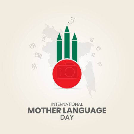 Ilustración de Feliz día internacional de la lengua materna anuncios creativos. - Imagen libre de derechos