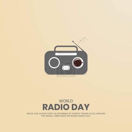 Ilustración de Día Mundial de la Radio. Radio Day Diseño creativo para póster de redes sociales. - Imagen libre de derechos