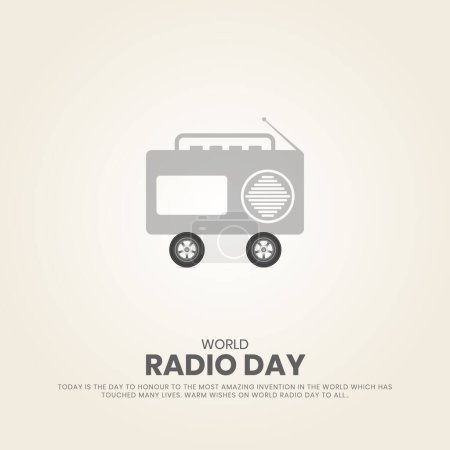 Ilustración de Día Mundial de la Radio. Radio Day Diseño creativo para póster de redes sociales. - Imagen libre de derechos