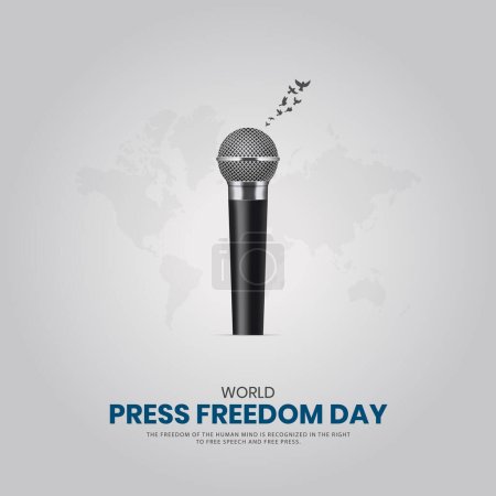 Journée mondiale de la liberté de la presse. Oiseaux de liberté volants.Illustration 3D