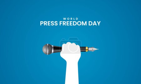 Illustration for World Press Freedom Day or World Press Day. Flying freedom birds and pencil concept. 3D illustration - Royalty Free Image
