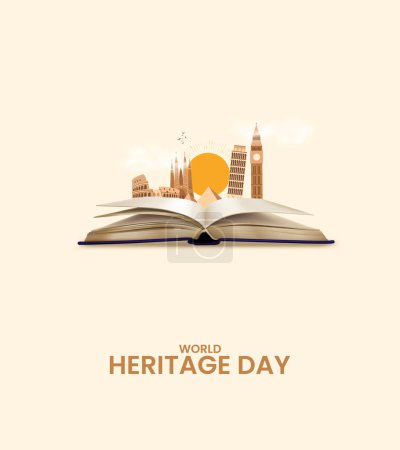 World heritage day. Heritage day creative design for social media banner, poster, 3D Illustration